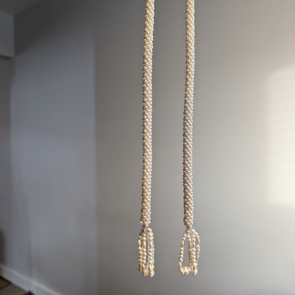 Vintage Faux Pearl Lariat Tassel Necklace Belt Multi-Strand Twisted - Picture 2 of 5